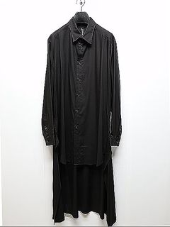 Ground Y�����饦��ɥ磻/TR VIYELLA BACK LONG SHIRT/BLACK.