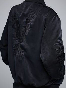 �㴰���THE ONENESS�������ͥ�/RePE Satin Bomber Jacket/BlackBlack