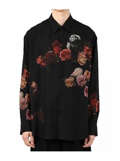 LAD MUSICIANå ߥ塼/T/B BASKET OF ROSES BIG SHIRT/BLACK