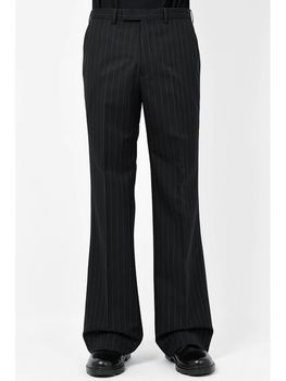 LAD MUSICIAN����å� �ߥ塼�������/W/G PINSTRIPE SLIM FLARE SLACKS/BLACK��SPACE WHITE