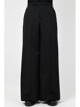 LAD MUSICIAN����å� �ߥ塼�������/W/G PINSTRIPE WIDE FLARE SLACKS/BLACK��SPACE WHITE