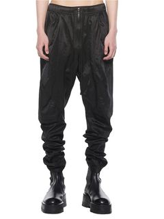 (ͽ)1112ͽ/JULIUSꥦ/RAYON/COTTON SLUB SATIN TROUSERS5/BLACK