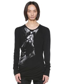 JULIUSꥦ/ COTTON/SILK JERSEY CUT & SEWN2/BLACK