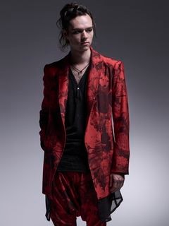 (ͽʡ1112ͽ/kiryuyrik奦奦/Flora High Tension Jersey Layered Jacket/Black&Red