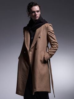 (ͽʡ121ͽ/kiryuyrik奦奦/Cashmere Beaver W-Peacked Coat/Camel