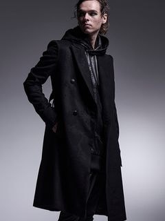 (ͽʡ121ͽ/kiryuyrik奦奦/Cashmere Beaver W-Peacked Coat/Black