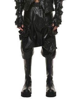 (ͽ)23ͽ/JULIUSꥦ/LAMINATED CLOTH TROUSERS21/BLACK