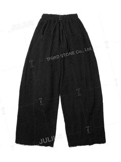 (ͽ)23ͽ/JULIUSꥦ/COTTON PILE JACQUARD TROUSERS27/BLACK