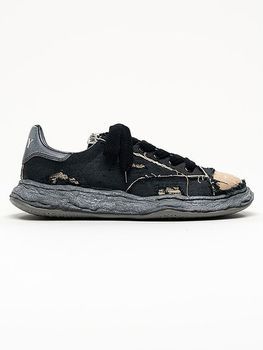 Maison MIHARA YASUHIRO��CHARLES/original sole ripping and overdyeing canvas Low-Top sneakers/BLK/BLK