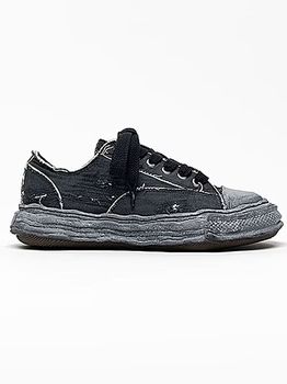 Maison MIHARA YASUHIRO��PETERSON23/original sole ripping and overdyeing canvas Low-Top sneaker/BLK/BLK