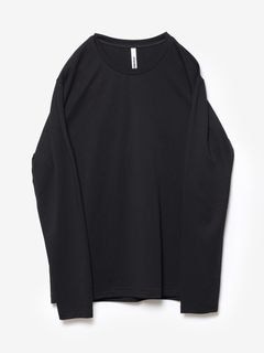 (ͽʡ23ͽ/ATTACHMENTå/COTTON DOUBLE FACE SLIM FIT L/S TEE/BLACK