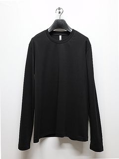 ATTACHMENT�������å�����/COTTON DOUBLE FACE SLIM FIT L/S TEE/BLACK