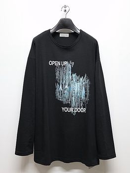 【美品】yohji yamamoto■ヨウジヤマモト カットソー ニット 長袖 YOHJI YAMAMOTO HOMME なるはや柄長袖ニット(HG-K10-370)