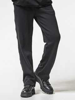 (ͽʡ1112ͽ/38TH RESOUND CLOTHINGꥵɥ/SEMIWAIDE velours fleece WIDE TUCK PANTS/BLACK