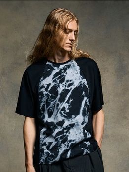 wjk�����֥른��������/combination dolman S/S/mono print��black