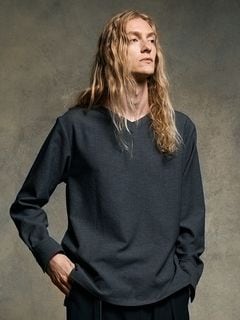 (ͽʡ34ͽ/wjk֥른/boat V-neck pullover shirt/charcoal