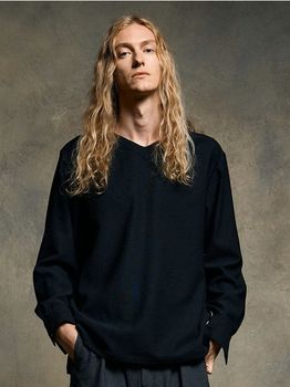 wjk�����֥른��������/boat V-neck pullover shirt/black