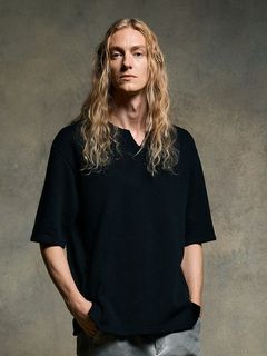 (ͽʡ23ͽ/wjk֥른/quarter-knit key neck H/S/black