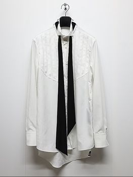 THE ONENESS�������ͥ�/Eco Broad Pin Tuck Ribbon Shirt/White