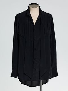 (ͽʡ23ͽ/THE ONENESSͥ/Eco Decine Pin Tuck Ribbon Shirt/Black