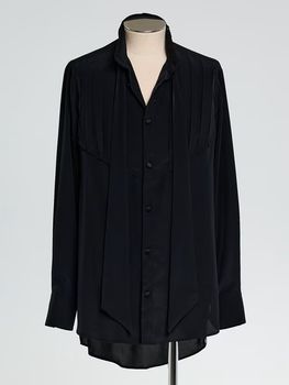 �㴰���THE ONENESS�������ͥ�/Eco Decine Pin Tuck Ribbon Shirt/Black