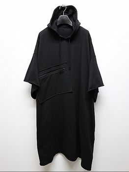 Ground Y�����饦��ɥ磻/40/20 MINI FLEECE CHEST POCKET LONG HOODIE/BLACK.