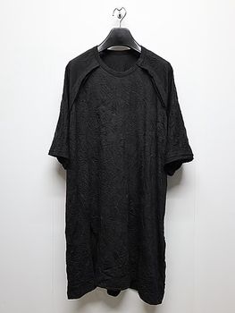 Ground Y�����饦��ɥ磻/CATCH WASHER WRINKLE JERSEY FRONT RAGLAN SLIT SHORT SLEEVED T/BLACK