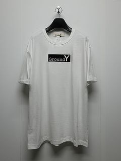 Ground Y�����饦��ɥ磻/20/- JERSEY FLOCKY BOX LOGO T-SHIRT/WHITE