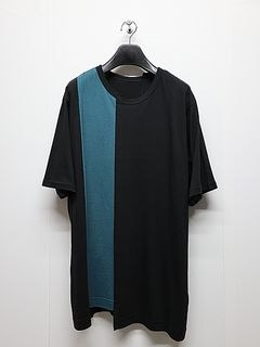 Ground Y�����饦��ɥ磻/C/MO COMBINATION JERSEY SHORT SLEEB T-SHIRT/BLUE