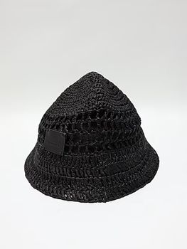 Ground Y�����饦��ɥ磻/PAPER YARN CROCHET HAT/BLACK