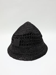 Ground Y�����饦��ɥ磻/PAPER YARN CROCHET HAT/BLACK