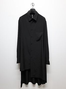 Ground Y�����饦��ɥ磻/TA/PE CREPE DE CHINE ASYMMETRY SHIRT/BLACK