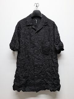 Ground Y�����饦��ɥ磻/PE SPUNLAWN OPEN COLLAR BACK GATHER SHIRT/BLACK
