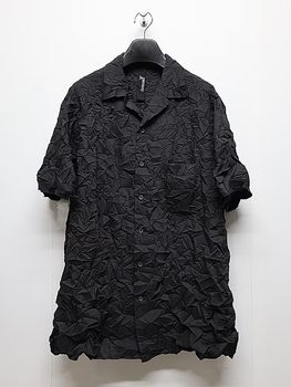 Ground Y�����饦��ɥ磻/PE SPUNLAWN OPEN COLLAR BACK GATHER SHIRT/BLACK