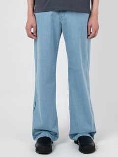 LAD MUSICIAN����å� �ߥ塼�������/12oz BLEACH DENIM STRAIGHT PANTS/FADE BLUE