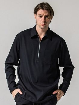 RESOUND CLOTHING���ꥵ����ɥ���������/PULLOVER satin shirt/BLACK