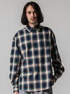 (ͽʡ34ͽ/39TH RESOUND CLOTHINGꥵɥ/pull jack shirts/BLUEBROWN