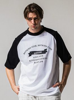 RESOUND CLOTHING���ꥵ����ɥ���������/college raglan OVER TEE/WHBK