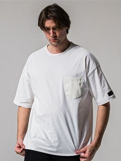(ͽʡ45ͽ/39TH RESOUND CLOTHINGꥵɥ/leather pocket overnylon T/WHITE