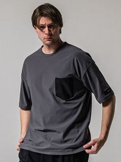 (ͽʡ45ͽ/39TH RESOUND CLOTHINGꥵɥ/leather pocket overnylon T/GREY