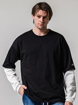 RESOUND CLOTHING���ꥵ����ɥ���������/LOOSE FIT fake layered waffle longsleave/BKWH