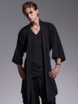 kiryuyrik������奦����奦/BEATENJIKU KIMONO-Sleeve Cardigan/Black