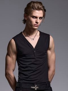 (ͽʡ34ͽ/kiryuyrik奦奦/BEATENJIKU Henry Neck Tank Top/Black