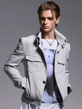 kiryuyrik������奦����奦/Denim Napoleon Blouson/Gray