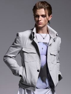 (ͽ���ʡ�4��5������ͽ��/kiryuyrik������奦����奦/Denim Napoleon Blouson/Gray