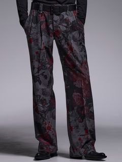 (ͽʡ56ͽ/kiryuyrik奦奦/Gray Flora Gabardine Wide Slacks/Gray