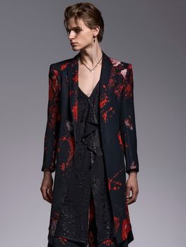 (ͽ���ʡ�5��6������ͽ��/kiryuyrik������奦����奦/Black Flora Gabardine Flare Jacket/Black
