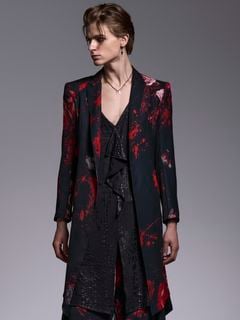 (ͽ���ʡ�5��6������ͽ��/kiryuyrik������奦����奦/Black Flora Gabardine Flare Jacket/Black