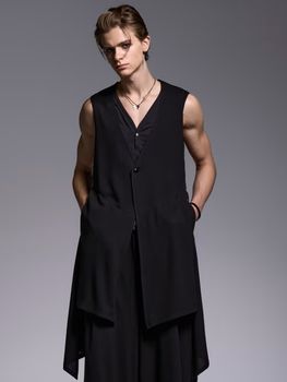 (ͽ���ʡ�5��6������ͽ��/kiryuyrik������奦����奦/Crape Long Flare Vest/Black