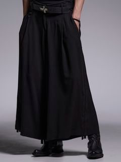 (ͽʡ56ͽ/kiryuyrik奦奦/Crape Sharring Wide Tuck Slacks/Black